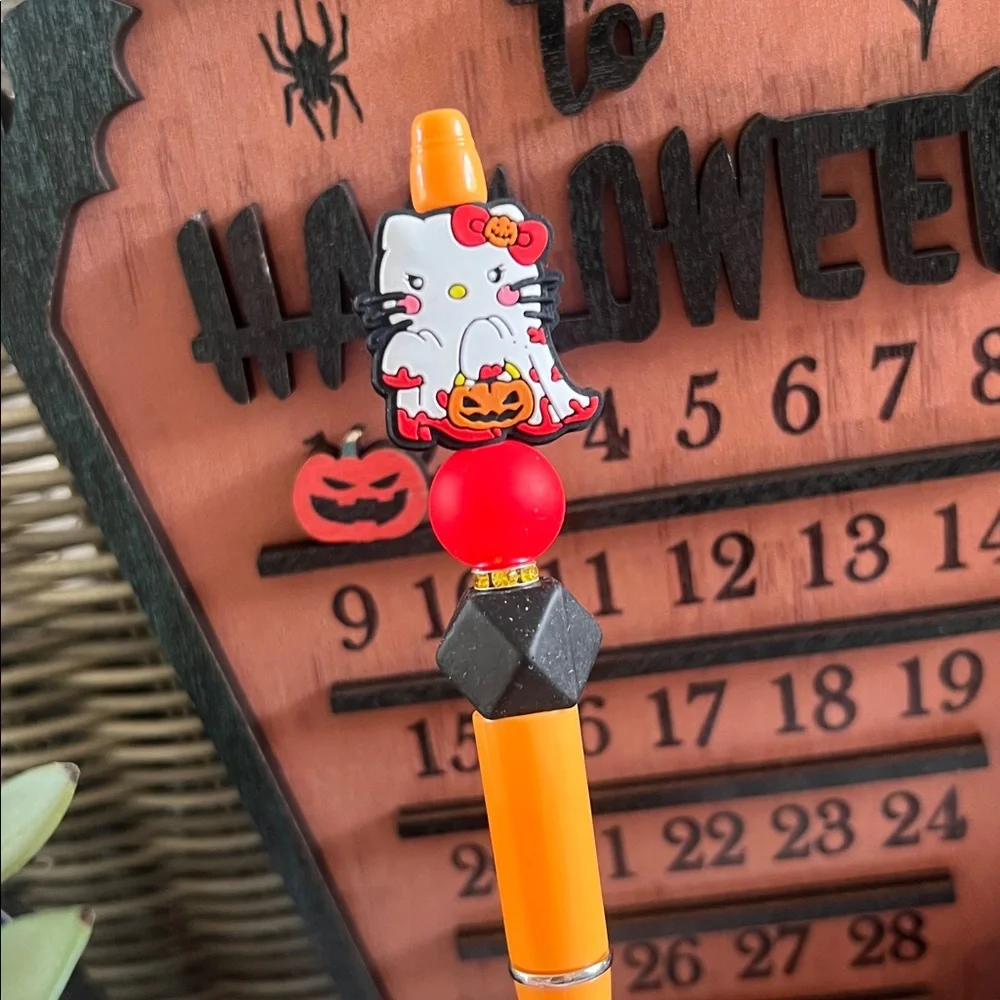 Cute Orange and Red Pen with Character Topper